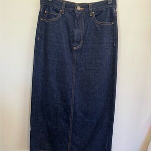 THE GREAT. Indigo Denim Skirt